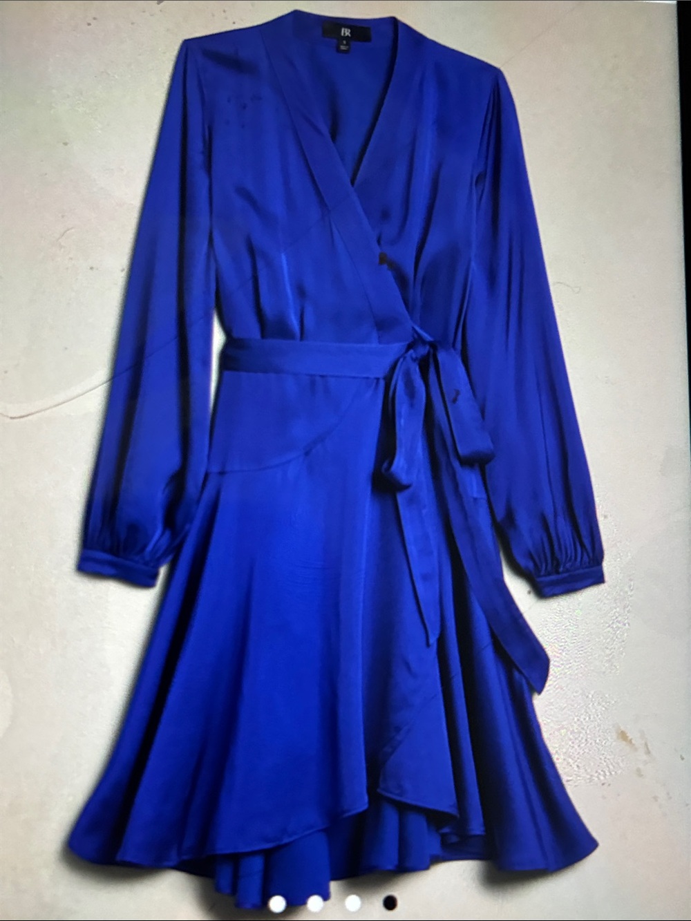 Silky Royal Blue Wrap Dress with Tie Waist